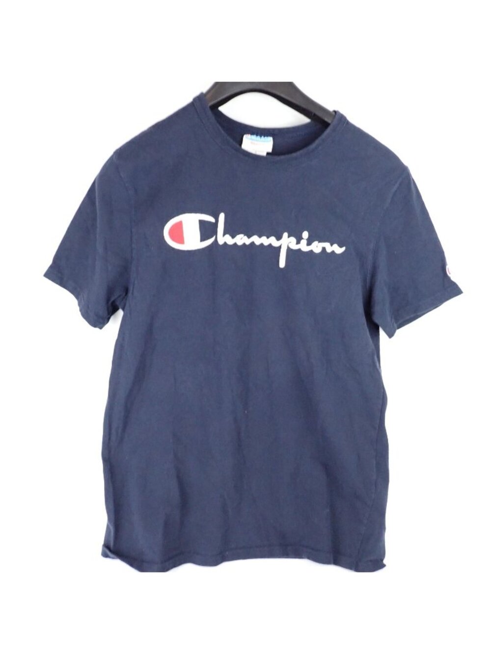 Champion Men’s Medium Navy Script Logo Crewneck Short Sleeve T-Shirt